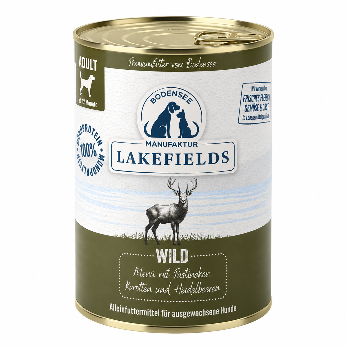 SUPAW FOOD Nassfutter Lakefields Wild-Menü mit Hirsch-Muskelfleisch 400 Gramm
