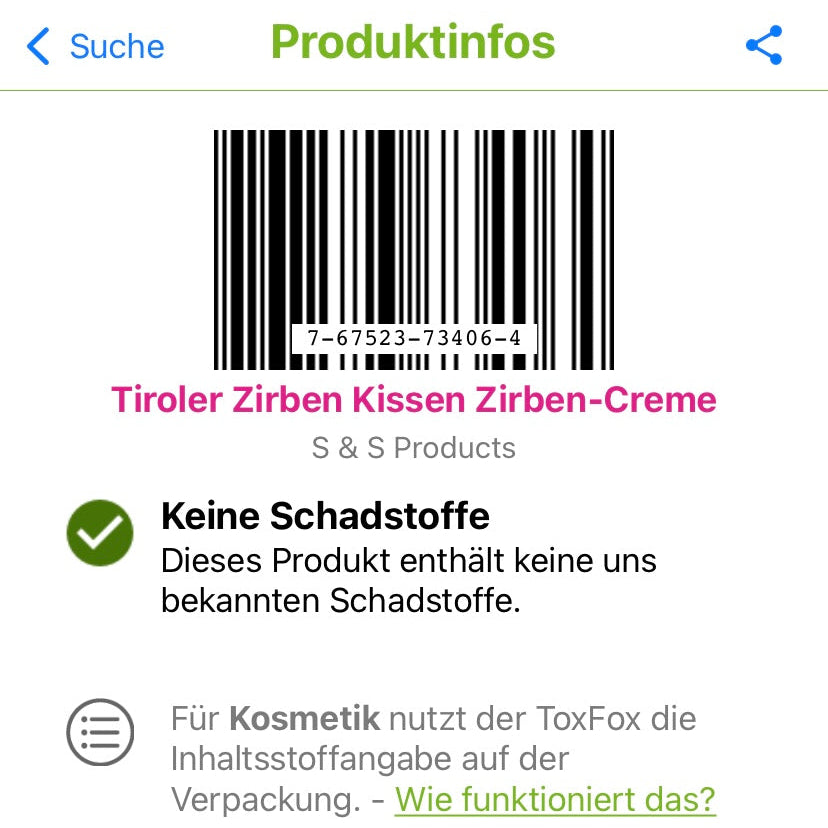Regenerierende Zirben-Handcreme mit Zirbenöl ToxFox-geprüft