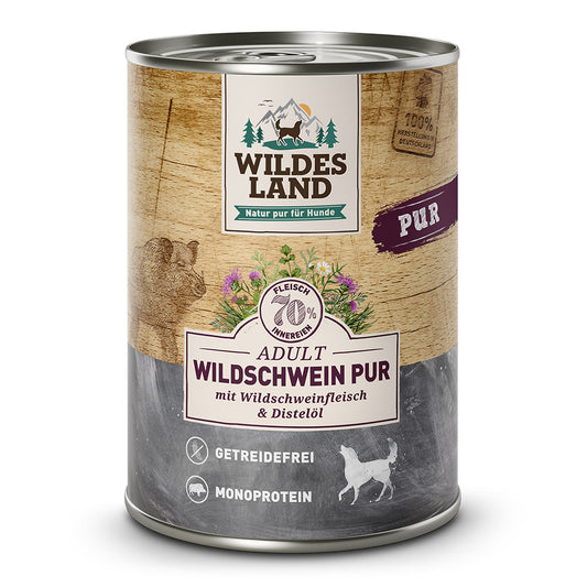 SUPAW FOOD Nassfutter Wildes Land Wildschwein mit Distelöl 400 Gramm